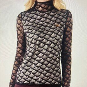 Diane Von Furstenberg Surya Black Lace lined Blouse Top sz 4 NWTS $300